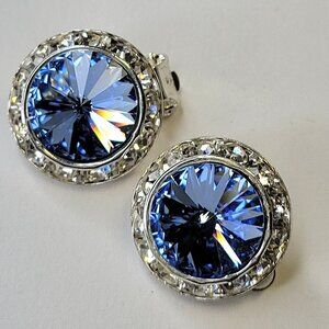 Blue Clip On Earrings, 22mm Blue ClipOns Earrings